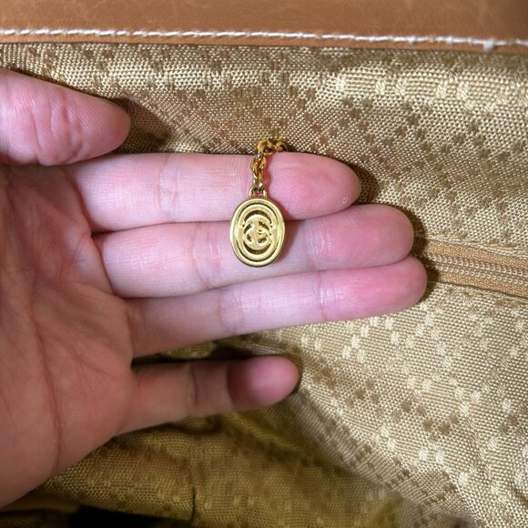 Gucci Authentic Vintage Light Tan Brown Leather Travel Weekender Duffle Hand Bag - Picture 14 of 17